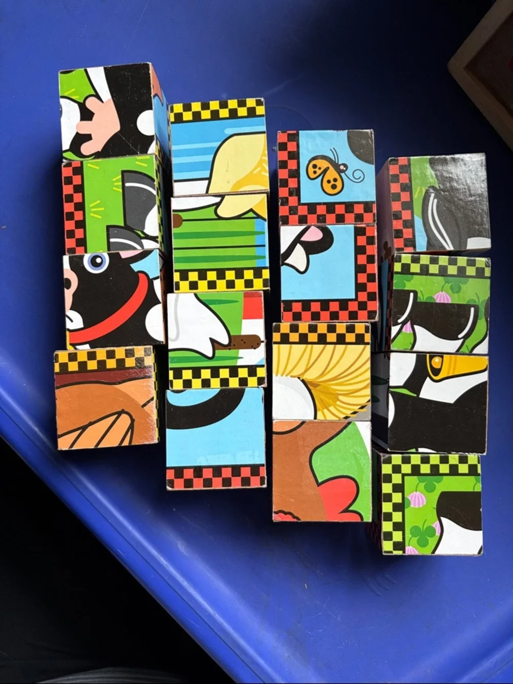 Melissa & Doug Wooden Cube Puzzle Blocks w/wooden tray Farm Animals colorful